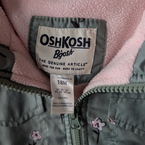 🖤 OshKosh B'gosh Green Floral Puffer Jacket - Picture 4 of 4